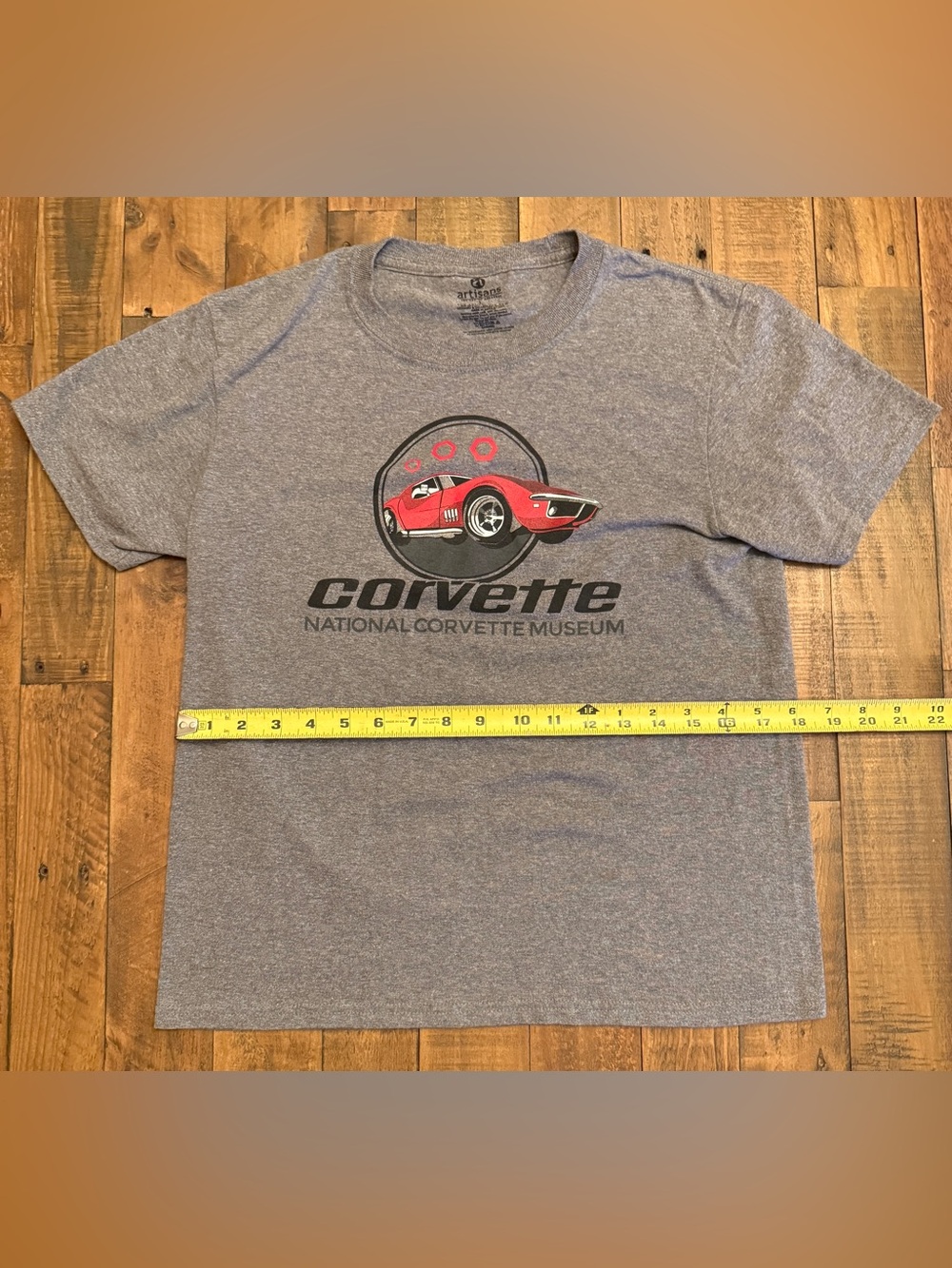 Corvette National Corvette Museum Graphic C3 T-Shirt Gray Youth Large - Picture 3 of 6